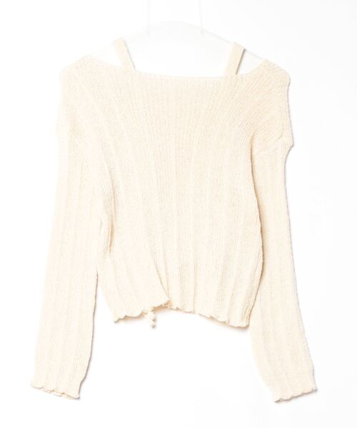 Per sist ence(パーシエンス)の「シャーリングリボンシースルーオフショルニット/キャミセット(Tシャツ/カットソー・レディース・ホワイト/グリーン/ピンク/ベージュ/イエロー/ブラック/グレー/ブルー・FREE)」の10枚目の写真