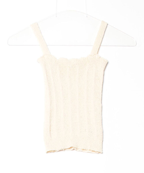 Per sist ence(パーシエンス)の「シャーリングリボンシースルーオフショルニット/キャミセット(Tシャツ/カットソー・レディース・ホワイト/グリーン/ピンク/ベージュ/イエロー/ブラック/グレー/ブルー・FREE)」の9枚目の写真