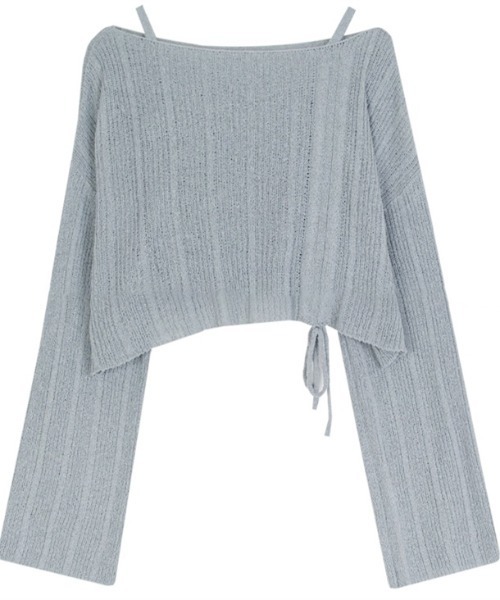 Per sist ence(パーシエンス)の「シャーリングリボンシースルーオフショルニット/キャミセット(Tシャツ/カットソー・レディース・ホワイト/グリーン/ピンク/ベージュ/イエロー/ブラック/グレー/ブルー・FREE)」の16枚目の写真