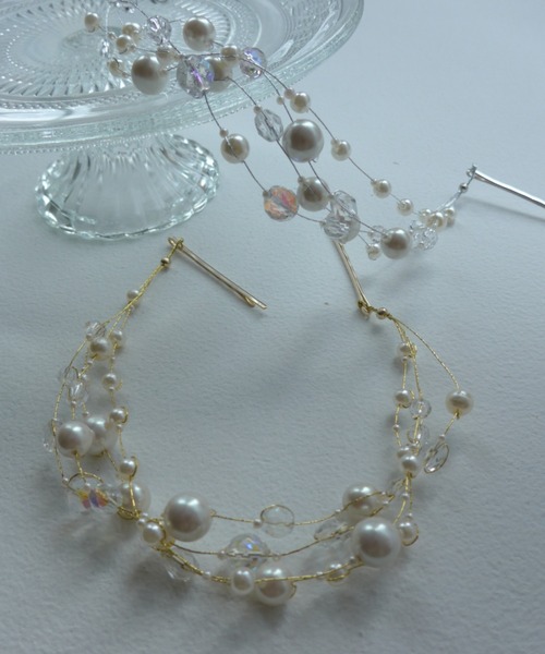Dorry Doll（ドリードール）の「六角ビーズ＆パールMIXヘッドドレス（ヘアピン・レディース・シルバー/ゴールド・FREE）」の7枚目の写真