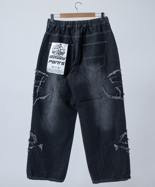 JOHN'S CLOSET（ジョンズクローゼット）の「【13】オーバルカットオフ ワイドバギーデニム（デニムパンツ・メンズ・ブラック/ブルー・LARGE/MEDIUM）」の3枚目の写真