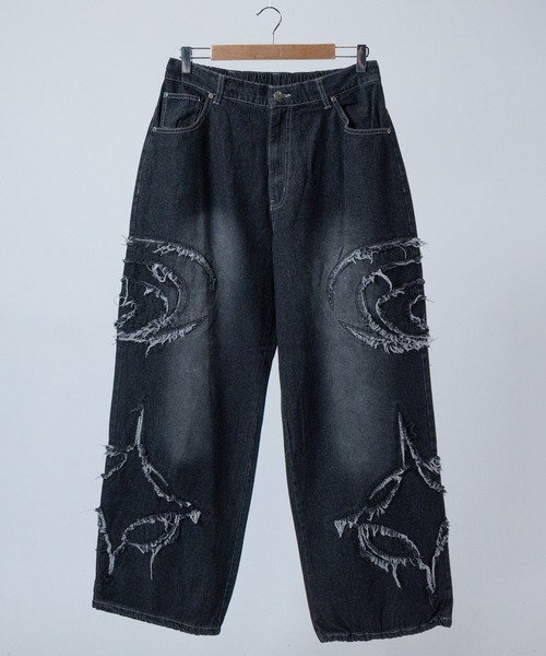 JOHN'S CLOSET（ジョンズクローゼット）の「【13】オーバルカットオフ ワイドバギーデニム（デニムパンツ・メンズ・ブラック/ブルー・LARGE/MEDIUM）」の21枚目の写真