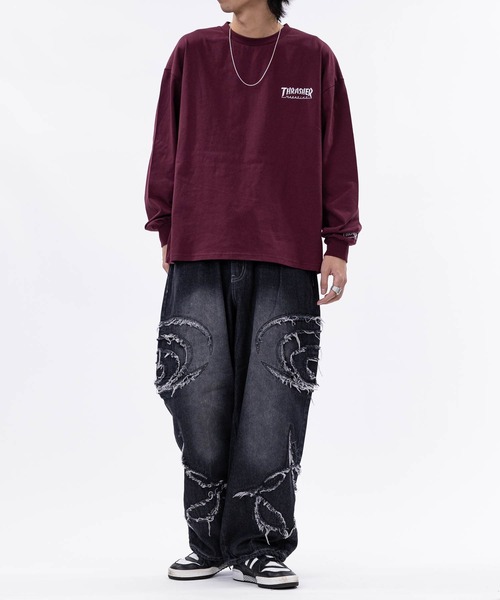 JOHN'S CLOSET（ジョンズクローゼット）の「【13】オーバルカットオフ ワイドバギーデニム（デニムパンツ・メンズ・ブラック/ブルー・LARGE/MEDIUM）」の9枚目の写真