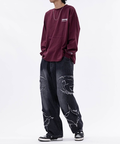 JOHN'S CLOSET（ジョンズクローゼット）の「【13】オーバルカットオフ ワイドバギーデニム（デニムパンツ・メンズ・ブラック/ブルー・LARGE/MEDIUM）」の10枚目の写真