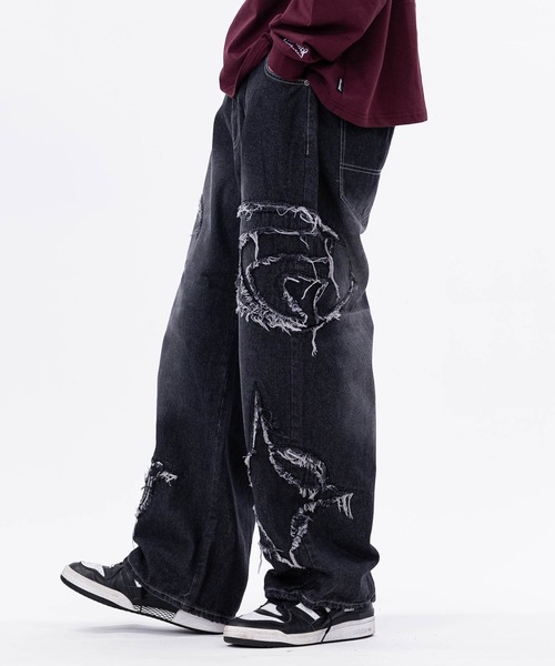 JOHN'S CLOSET（ジョンズクローゼット）の「【13】オーバルカットオフ ワイドバギーデニム（デニムパンツ・メンズ・ブラック/ブルー・LARGE/MEDIUM）」の7枚目の写真