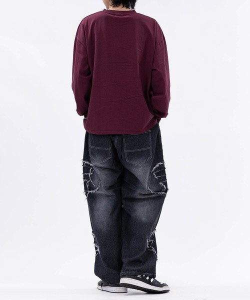 JOHN'S CLOSET（ジョンズクローゼット）の「【13】オーバルカットオフ ワイドバギーデニム（デニムパンツ・メンズ・ブラック/ブルー・LARGE/MEDIUM）」の12枚目の写真