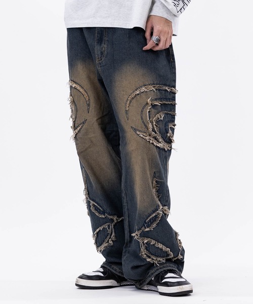 JOHN'S CLOSET（ジョンズクローゼット）の「【13】オーバルカットオフ ワイドバギーデニム（デニムパンツ・メンズ・ブラック/ブルー・LARGE/MEDIUM）」の13枚目の写真