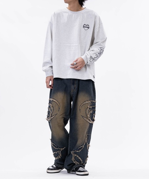 JOHN'S CLOSET（ジョンズクローゼット）の「【13】オーバルカットオフ ワイドバギーデニム（デニムパンツ・メンズ・ブラック/ブルー・LARGE/MEDIUM）」の17枚目の写真