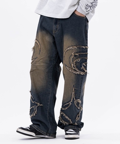 JOHN'S CLOSET（ジョンズクローゼット）の「【13】オーバルカットオフ ワイドバギーデニム（デニムパンツ・メンズ・ブラック/ブルー・LARGE/MEDIUM）」の14枚目の写真