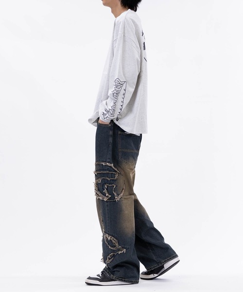 JOHN'S CLOSET（ジョンズクローゼット）の「【13】オーバルカットオフ ワイドバギーデニム（デニムパンツ・メンズ・ブラック/ブルー・LARGE/MEDIUM）」の19枚目の写真