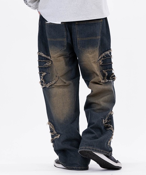 JOHN'S CLOSET（ジョンズクローゼット）の「【13】オーバルカットオフ ワイドバギーデニム（デニムパンツ・メンズ・ブラック/ブルー・LARGE/MEDIUM）」の16枚目の写真