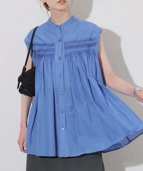 JOURNAL STANDARD(ジャーナルスタンダード)の「ボイルピンタックノースリーブブラウス(シャツ/ブラウス・レディース・ブラウン/ブルー系その他/ホワイト×ホワイト・FREE)」の1枚目の写真