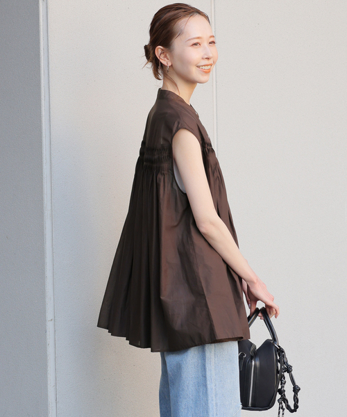 JOURNAL STANDARD(ジャーナルスタンダード)の「ボイルピンタックノースリーブブラウス(シャツ/ブラウス・レディース・ブラウン/ブルー系その他/ホワイト×ホワイト・FREE)」の3枚目の写真