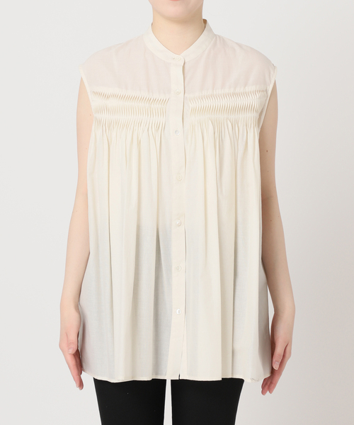 JOURNAL STANDARD(ジャーナルスタンダード)の「ボイルピンタックノースリーブブラウス(シャツ/ブラウス・レディース・ブラウン/ブルー系その他/ホワイト×ホワイト・FREE)」の6枚目の写真