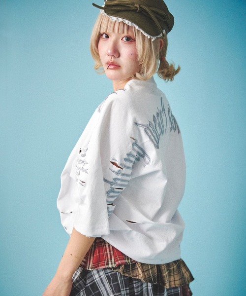 【美品・早い者勝ち！】ガルフィー 病みに染まりしロンT ダメージ加工/114 GALFY (ガルフィー) 病みに染まりしロンTee BLACK / ロック