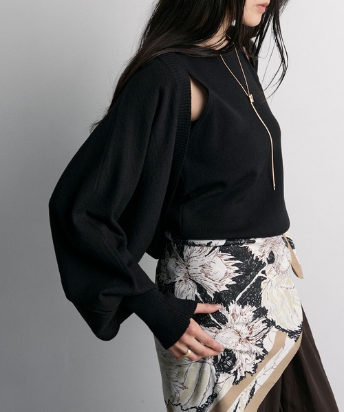 your/0w(ユアロウ)の「Bicolor bolero cardigan × american sleeve tank top 2-piece set ensemble / 配色 ボレロカーディガン × アメスリタンク 2SET アンサンブル(アンサンブル・レディース・レンガ/グレー/ブラック・FREE)」の10枚目の写真