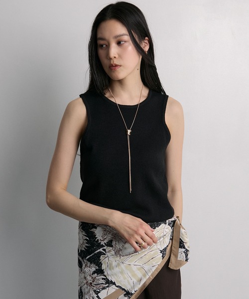 Bicolor bolero cardigan × american sleeve tank top 2-piece