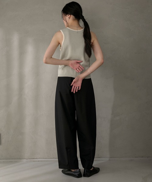 Bicolor bolero cardigan × american sleeve tank top 2-piece