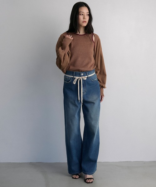 Bicolor bolero cardigan × american sleeve tank top 2-piece