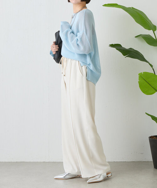 Jena espace merveilleux（ジェナ　エスパスメルヴェイユ）の「【-3kg見え／サイズ展開あり／美脚】トロミイージーパンツ（その他パンツ・レディース・オフホワイト/ブラック/ブルー系その他・1/2）」の11枚目の写真