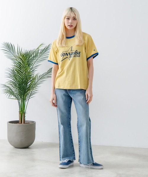 CONVERSE(コンバース)の「【CONVERSE/コンバース】ネップスラブ アーカイブロゴ リンガーTシャツ(Tシャツ/カットソー・レディース・オフホワイト/イエロー・MEDIUM)」の10枚目の写真