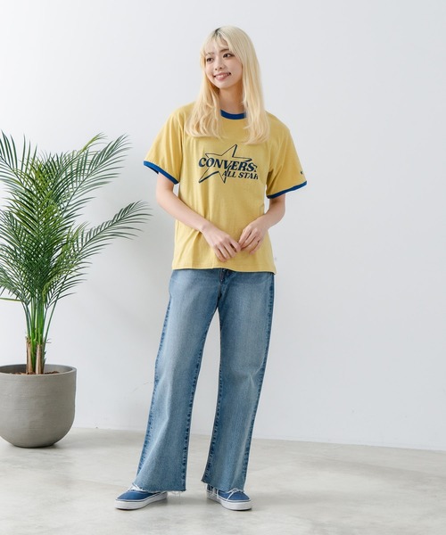 CONVERSE(コンバース)の「【CONVERSE/コンバース】ネップスラブ アーカイブロゴ リンガーTシャツ(Tシャツ/カットソー・レディース・オフホワイト/イエロー・MEDIUM)」の11枚目の写真