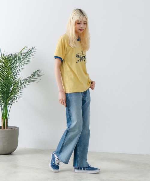 CONVERSE(コンバース)の「【CONVERSE/コンバース】ネップスラブ アーカイブロゴ リンガーTシャツ(Tシャツ/カットソー・レディース・オフホワイト/イエロー・MEDIUM)」の14枚目の写真