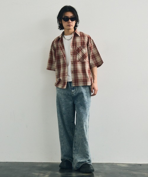 セール】Short length regular collar check short sleeve shirt