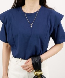 【トレンドライクなこなれアイテム!】ラッフルデザインTシャツ