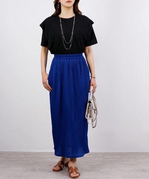 CLOTHY(クロシィ)の「【トレンドライクなこなれアイテム!】ラッフルデザインTシャツ(Tシャツ/カットソー・レディース・アイボリー/ブラック/オフホワイト/ネイビー・LARGE/MEDIUM)」の15枚目の写真