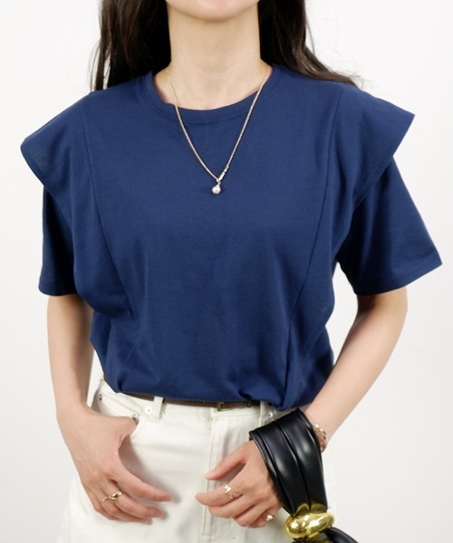 CLOTHY(クロシィ)の「【トレンドライクなこなれアイテム!】ラッフルデザインTシャツ(Tシャツ/カットソー・レディース・アイボリー/ブラック/オフホワイト/ネイビー・LARGE/MEDIUM)」の17枚目の写真