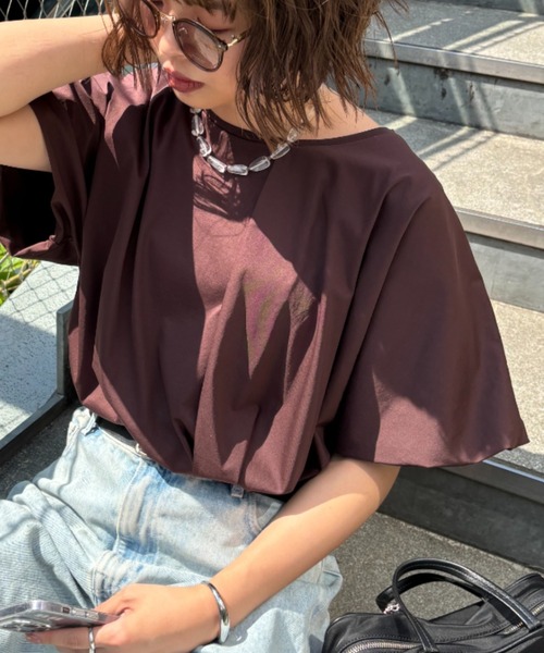 A part by(アパートバイ)の「バルーンカットTシャツ(Tシャツ/カットソー・レディース・ブラウン系その他/オフホワイト/チャコールグレー・FREE)」の1枚目の写真