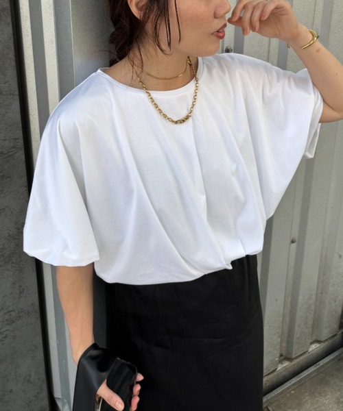 A part by(アパートバイ)の「バルーンカットTシャツ(Tシャツ/カットソー・レディース・ブラウン系その他/オフホワイト/チャコールグレー・FREE)」の2枚目の写真