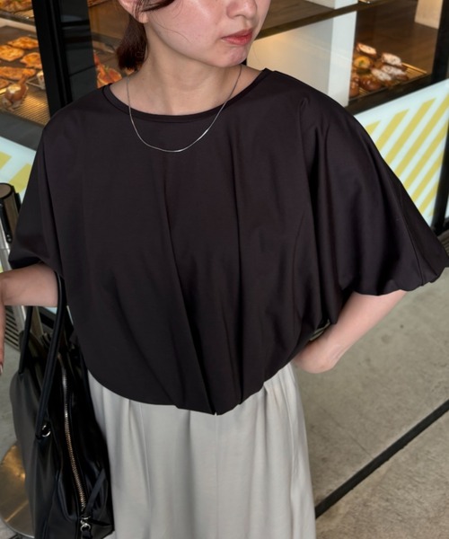 A part by(アパートバイ)の「バルーンカットTシャツ(Tシャツ/カットソー・レディース・ブラウン系その他/オフホワイト/チャコールグレー・FREE)」の3枚目の写真