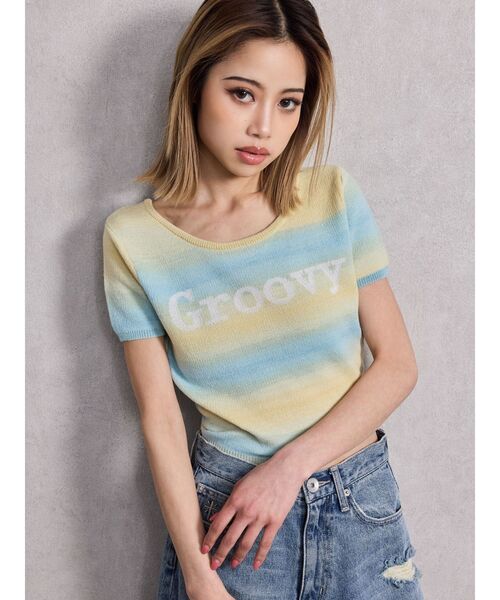 GYDA(ジェイダ)の「Groovy グラデーションニットトップス(ニット/セーター・レディース・ブラック/ライム・FREE)」の3枚目の写真