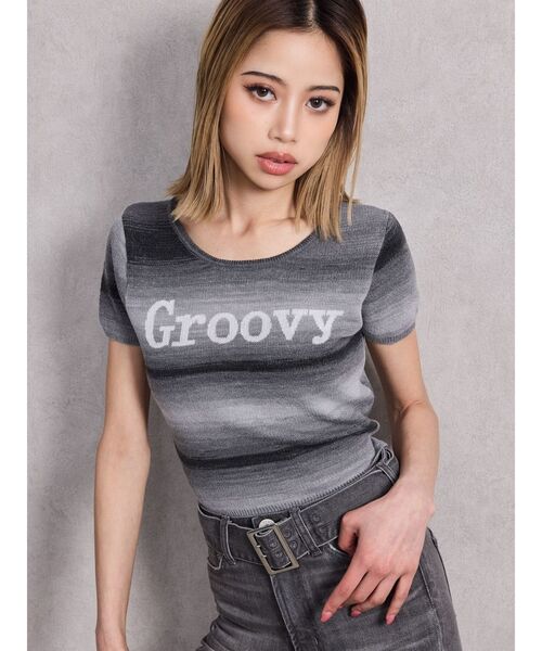 GYDA(ジェイダ)の「Groovy グラデーションニットトップス(ニット/セーター・レディース・ブラック/ライム・FREE)」の6枚目の写真