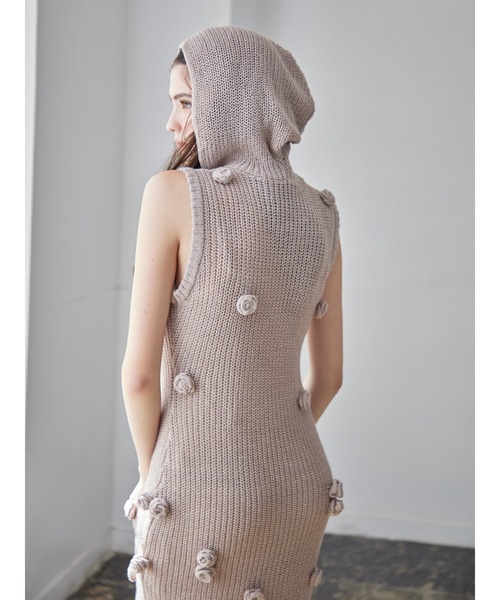 etre loin（エトルワン）の「Rose knit hoodie dress（ワンピース・レディース・ホワイト/ブラック/モカ・M）」の9枚目の写真