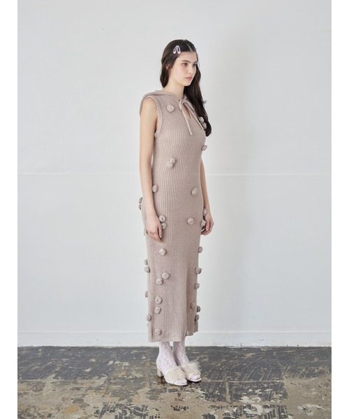 etre loin（エトルワン）の「Rose knit hoodie dress（ワンピース・レディース・ホワイト/ブラック/モカ・M）」の15枚目の写真