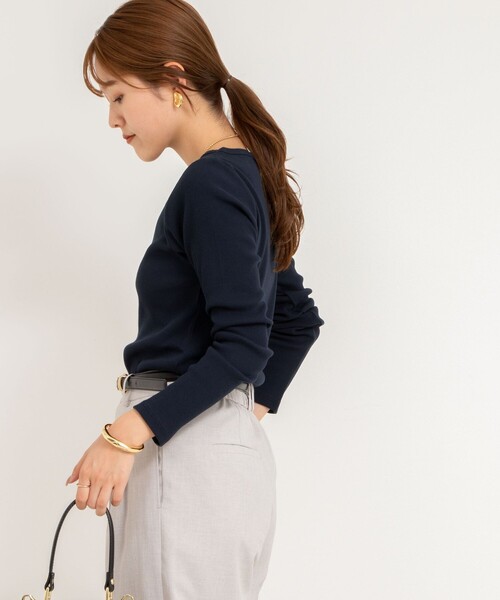 NOLLEY’S Sophi(ノーリーズソフィ)の「テレコボートネックロンT(Tシャツ/カットソー・レディース・ネイビー/ホワイト/ベビーピンク・38)」の7枚目の写真