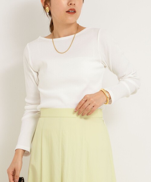 NOLLEY’S Sophi(ノーリーズソフィ)の「テレコボートネックロンT(Tシャツ/カットソー・レディース・ネイビー/ホワイト/ベビーピンク・38)」の20枚目の写真