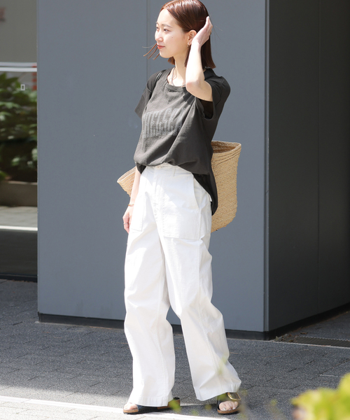 JOURNAL STANDARD relume（ジャーナルスタンダード　レリューム）の「【HOLIDAYS COMFORT/ホリデーズ コンフォート】ラフィテンジクTEE（Tシャツ/カットソー・レディース・グリーン/バーガンディー/ホワイト/グレー/ブラック系その他・FREE）」の8枚目の写真