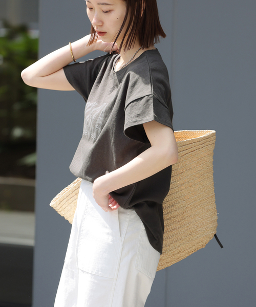 JOURNAL STANDARD relume（ジャーナルスタンダード　レリューム）の「【HOLIDAYS COMFORT/ホリデーズ コンフォート】ラフィテンジクTEE（Tシャツ/カットソー・レディース・グリーン/バーガンディー/ホワイト/グレー/ブラック系その他・FREE）」の12枚目の写真