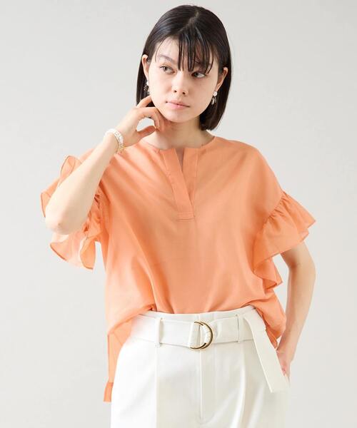 Tiara(ティアラ)の「スキッパーフリルスリーブブラウス(シャツ/ブラウス・レディース・ブラック/オレンジ/ホワイト・FREE)」の3枚目の写真