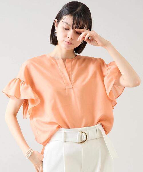 Tiara(ティアラ)の「スキッパーフリルスリーブブラウス(シャツ/ブラウス・レディース・ブラック/オレンジ/ホワイト・FREE)」の9枚目の写真