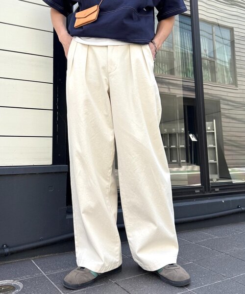 CIAOPANIC TYPY(チャオパニックティピー)の「【ユニセックス】【接触冷感・洗濯可】2タックアソートワイドスラックス/デニム/チノ(デニムパンツ・メンズ・ネイビー/サックスブルー/グレー/ベージュ/ホワイト・MEDIUM/LARGE)」の17枚目の写真