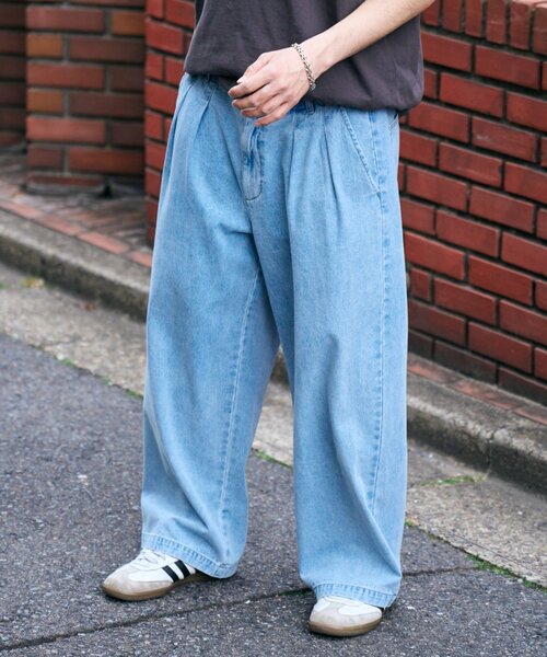CIAOPANIC TYPY(チャオパニックティピー)の「接触冷感2タックデニムワイドスラックス(デニムパンツ・レディース・ネイビー/サックスブルー/グレー・MEDIUM/LARGE)」の7枚目の写真
