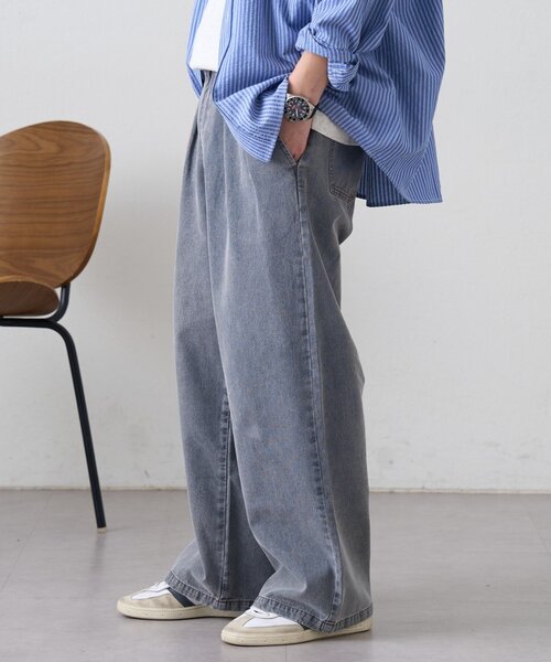 CIAOPANIC TYPY(チャオパニックティピー)の「接触冷感2タックデニムワイドスラックス(デニムパンツ・レディース・ネイビー/サックスブルー/グレー・MEDIUM/LARGE)」の10枚目の写真