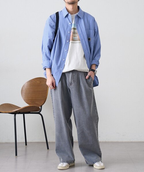 CIAOPANIC TYPY(チャオパニックティピー)の「接触冷感2タックデニムワイドスラックス(デニムパンツ・レディース・ネイビー/サックスブルー/グレー・MEDIUM/LARGE)」の12枚目の写真