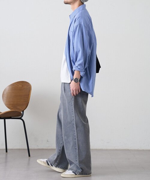 CIAOPANIC TYPY(チャオパニックティピー)の「接触冷感2タックデニムワイドスラックス(デニムパンツ・レディース・ネイビー/サックスブルー/グレー・MEDIUM/LARGE)」の13枚目の写真