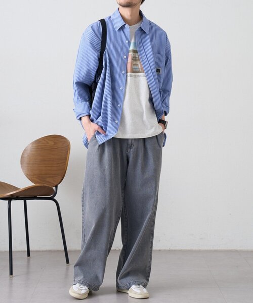 CIAOPANIC TYPY(チャオパニックティピー)の「接触冷感2タックデニムワイドスラックス(デニムパンツ・レディース・ネイビー/サックスブルー/グレー・MEDIUM/LARGE)」の15枚目の写真